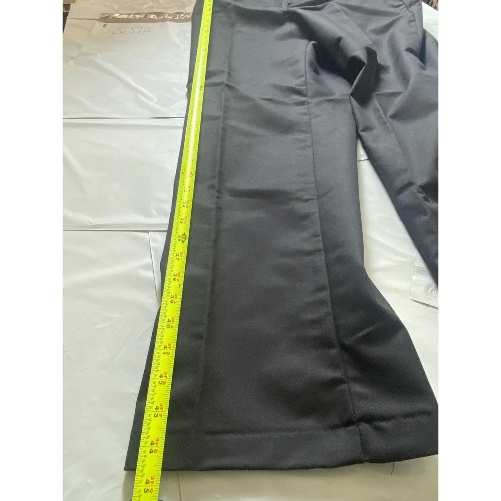 Mens Black Dress Pants Flat Front Straight‎ Leg Formal Trousers Size 38